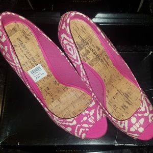Christian Siriano Pink and Off white heels